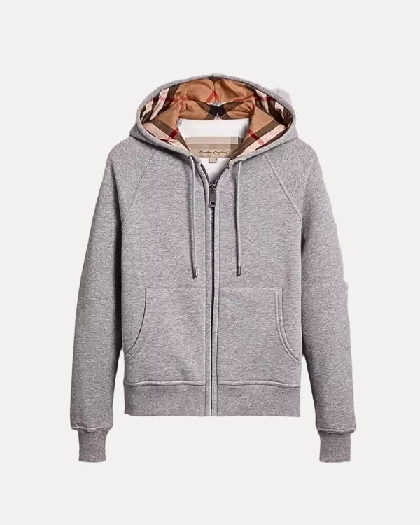 Hoodie à zip à carreaux
