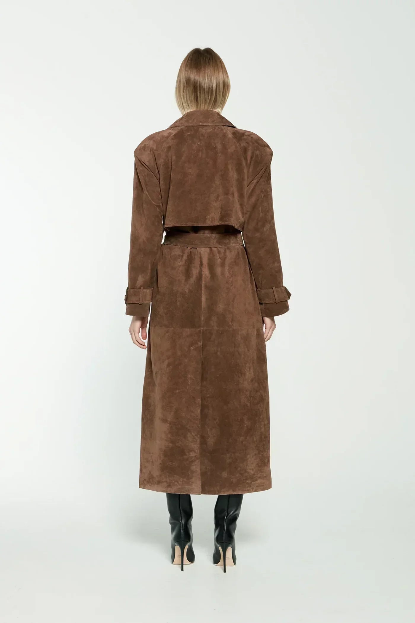 Suede Leather Trench Coat