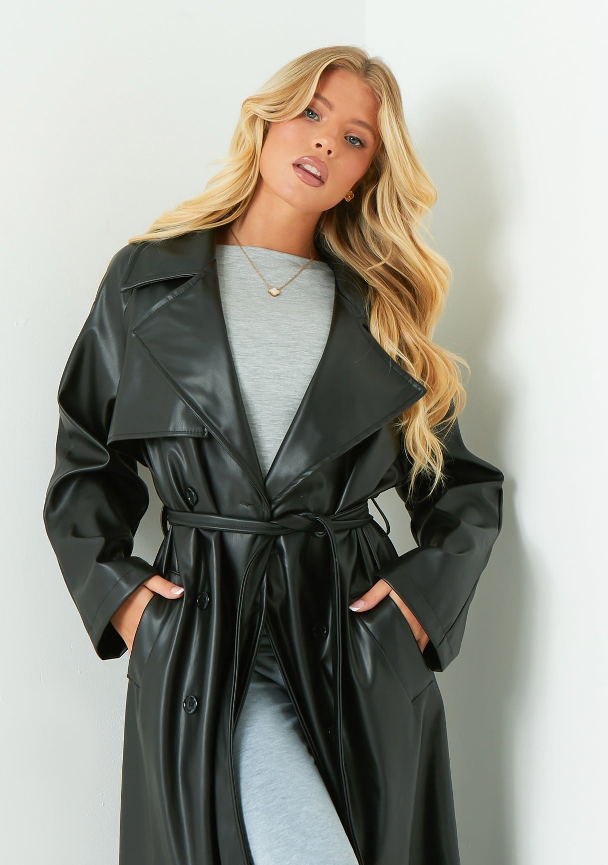 Dani Leather Trench Coat