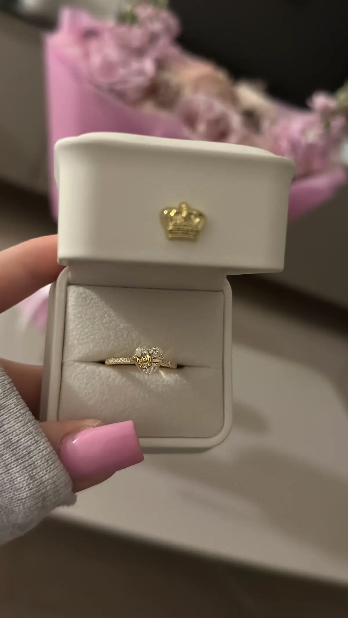 Gold Bow Heart Ring